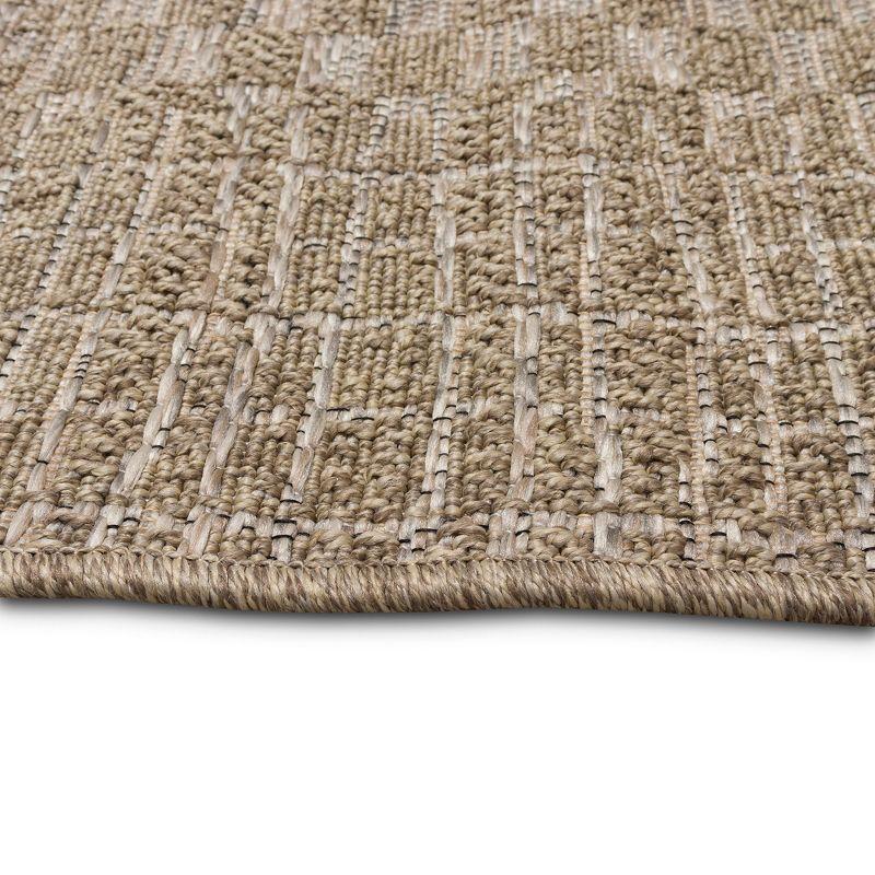 Ivory Flat Woven Square Stain-Resistant Synthetic Rug