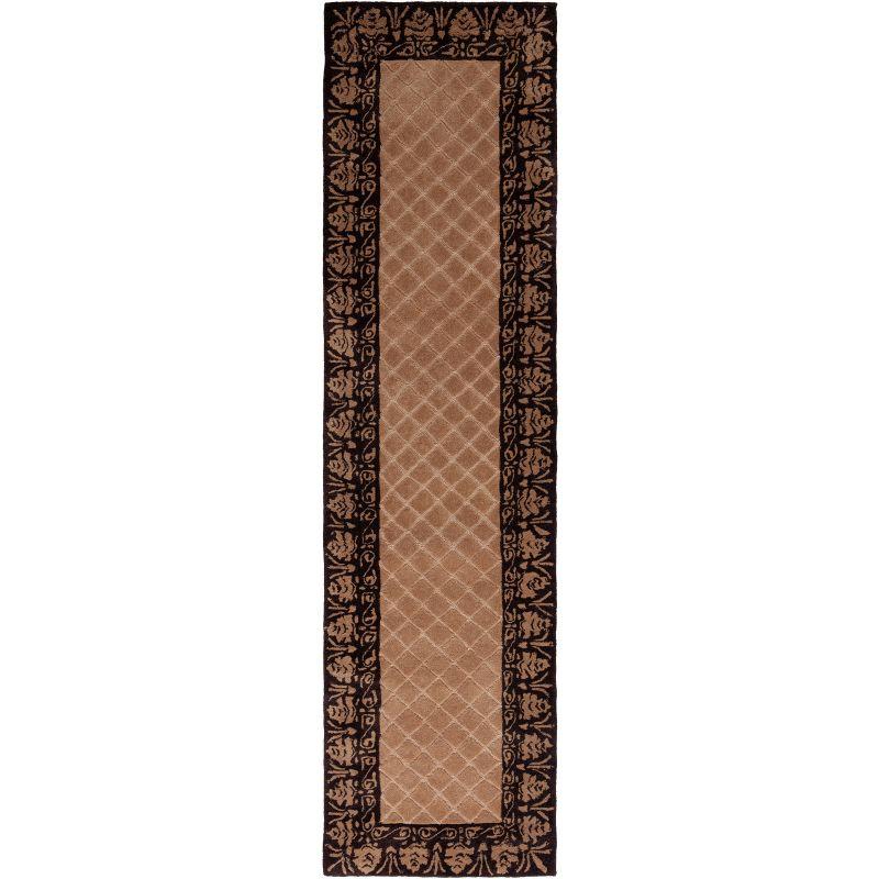 Ivory and Chocolate Hand Hooked Wool Area Rug