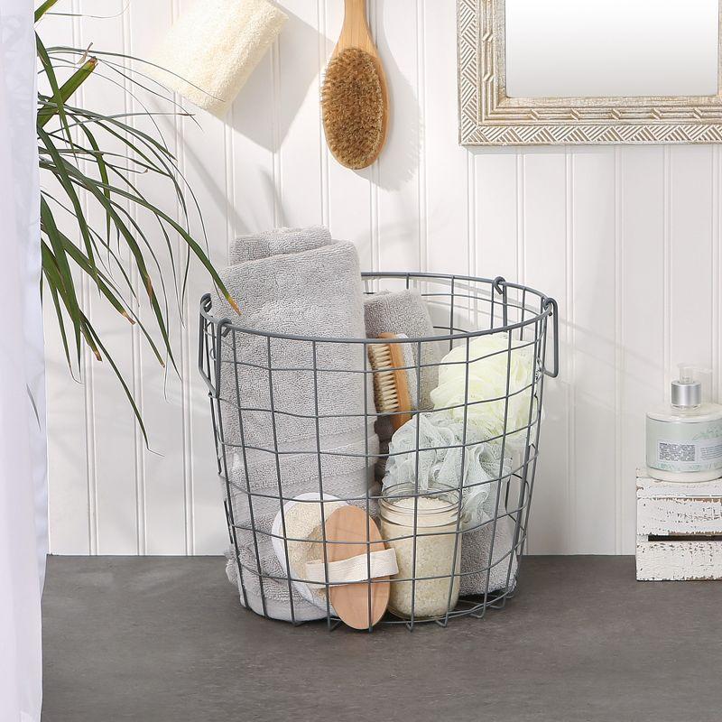 Metal Basket Cool Gray Round Medium 14X14X12