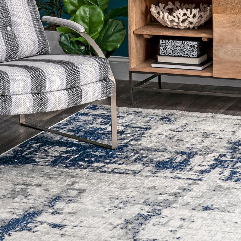 Madalynn Abstract Blue Synthetic 4' x 6' Area Rug