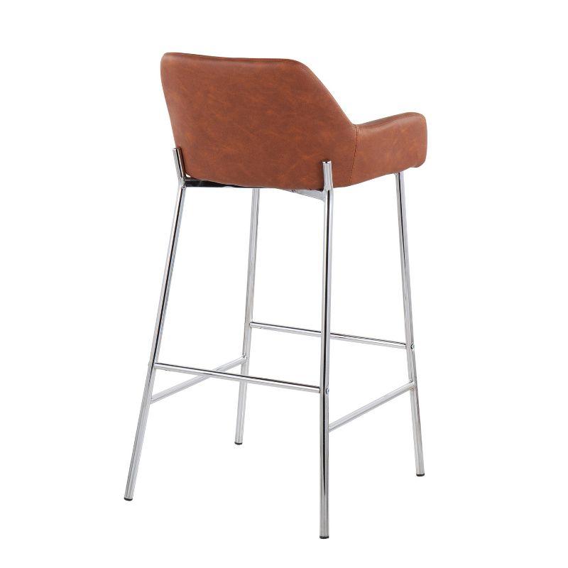 Set of 2 Camel Faux Leather and Metal Bar Stools