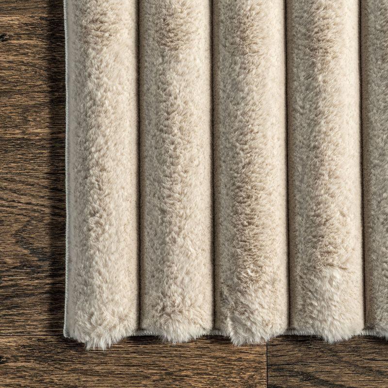 nuLOOM 2' x 6' Cozy Plush SuperiorWash Area Rug, Machine Washable, Non-Slip, Soft Fluffy Shag Carpet for Living Room Bedroom Nursery, Kai Beige