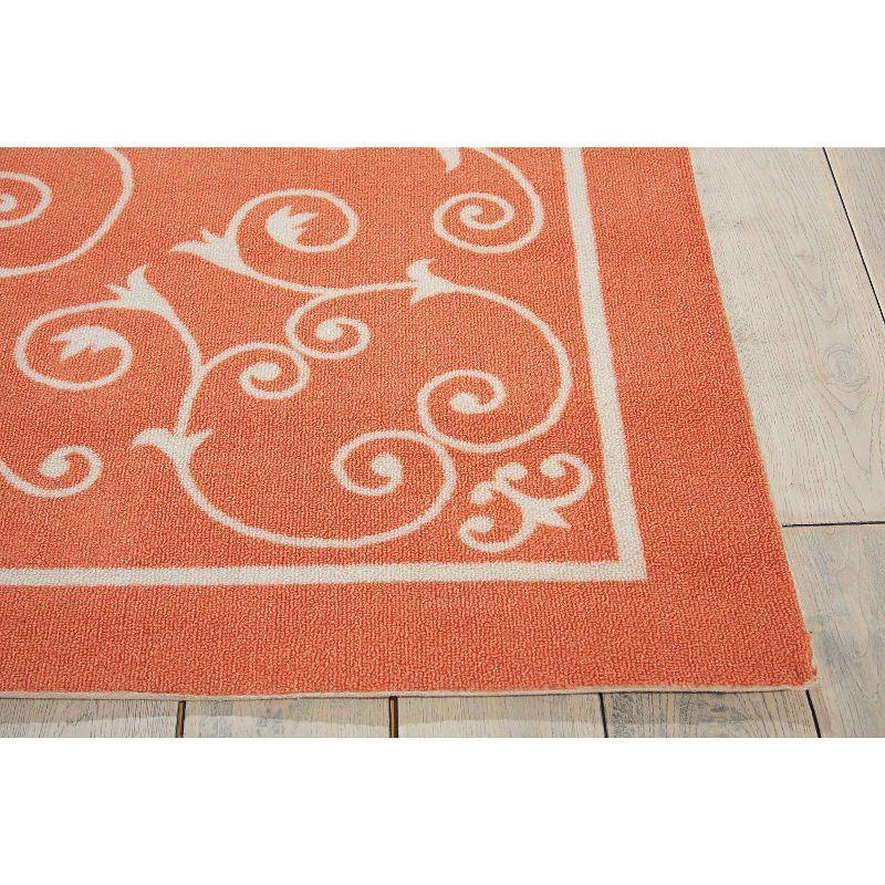 Floral Haven Orange & White Reversible Indoor/Outdoor Rug 5' x 7'