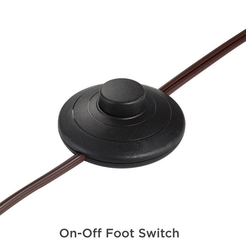 Franklin Iron Works Tahoe Rustic Industrial Downbridge Arc Floor Lamp 60" Tall Bronze Metal Faux Leather Empire Shade for Living Room Reading Bedroom