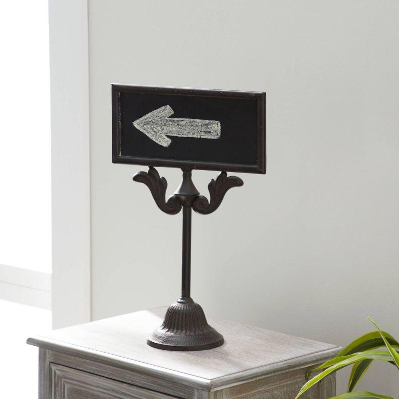 Olivia & May Sign of the Times Rustic Iron Chalkboard and Stand 16": Pedestal Writing Display for Events