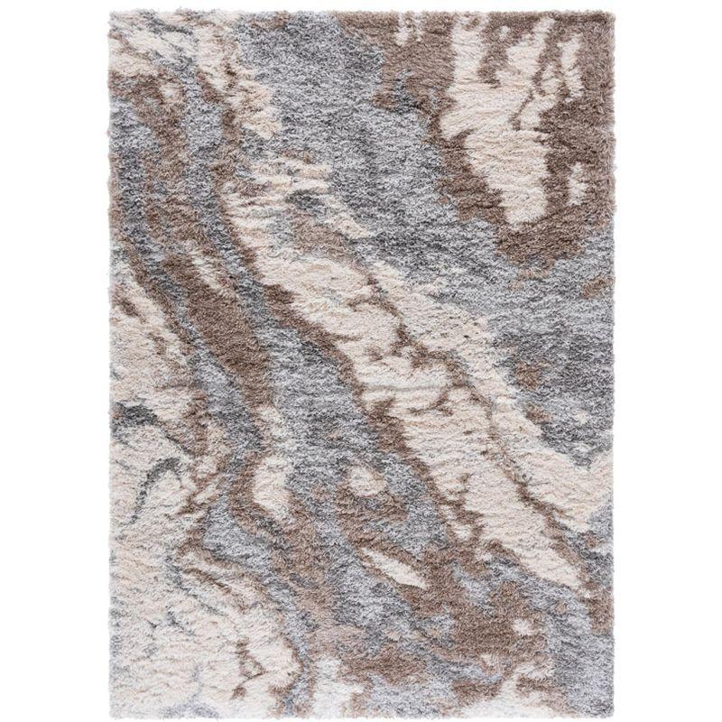 Horizon Shag 800 HZN890 Machine Made Area Rug - 5'3"x7'7" - Taupe/Blue - Safavieh