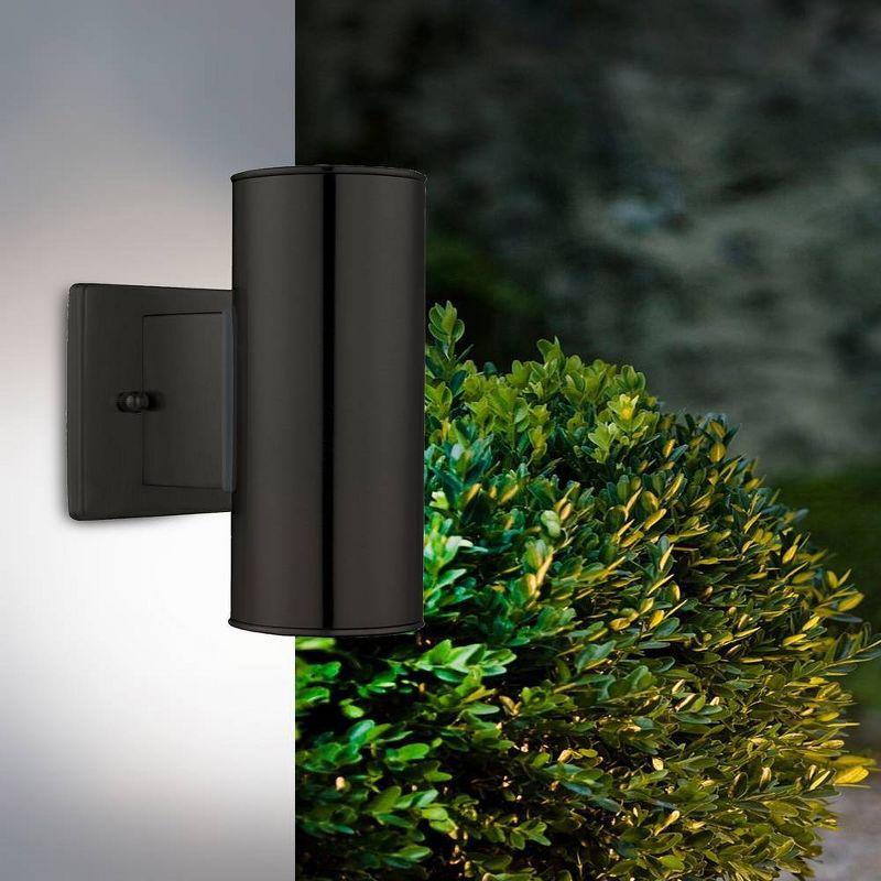 2-Light Riga Outdoor Wall Light Matte Black - EGLO: ETL Listed, Integrated LED, Adjustable Head Tilt, Iron Body