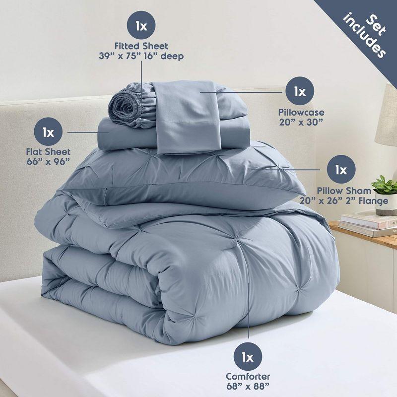 Nestl Bed-in-A-Bag Pleated Comforter Set with Bed Sheets