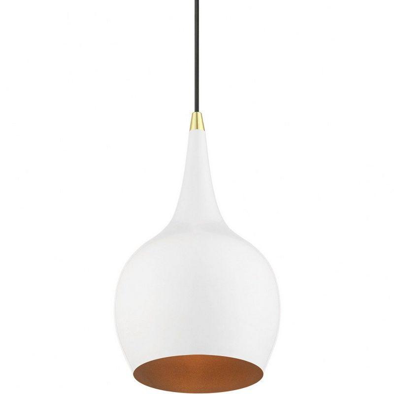 Livex Lighting Andes 1 - Light Pendant in  Shiny White/Polished Brass