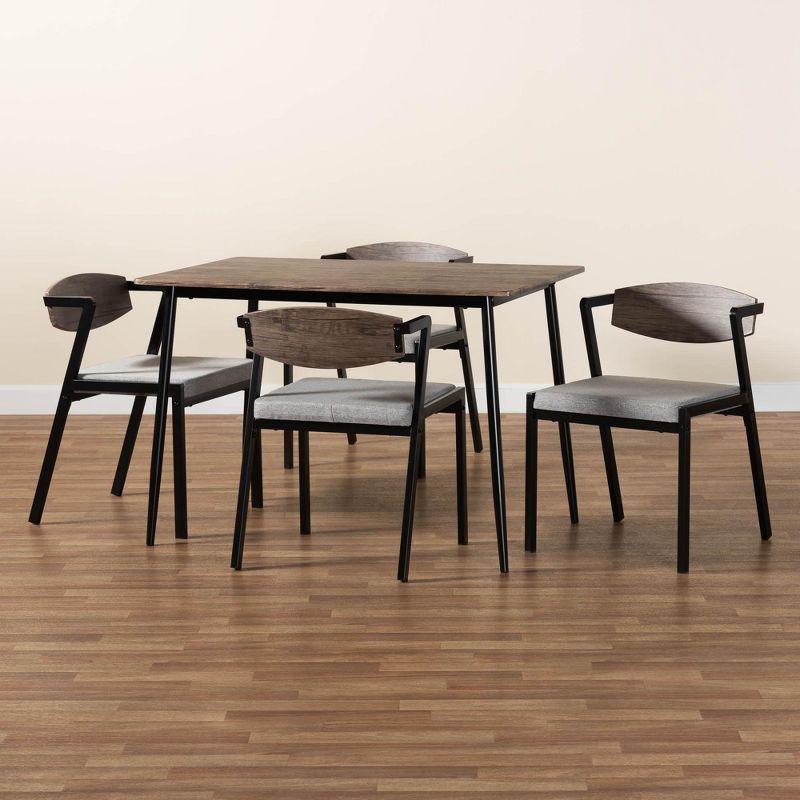 Revelin Industrial Gray Wood and Metal 5-Piece Dining Set