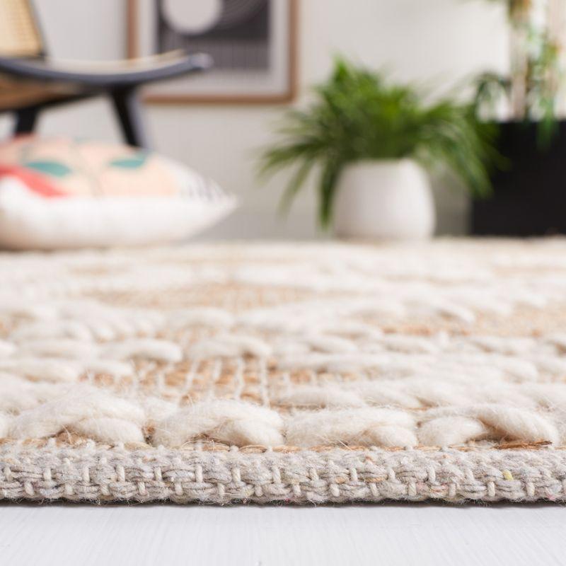 Ivory and Natural Flat Woven Wool Square Rug