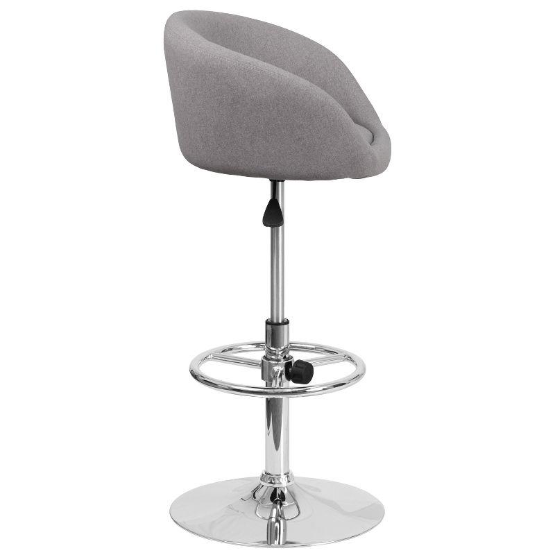 Merrick Lane Bucket Seat Bar and Dining Stool Modern Gray Fabric Stool with 360 Swivel, Adjustable Height and Chrome Footrest