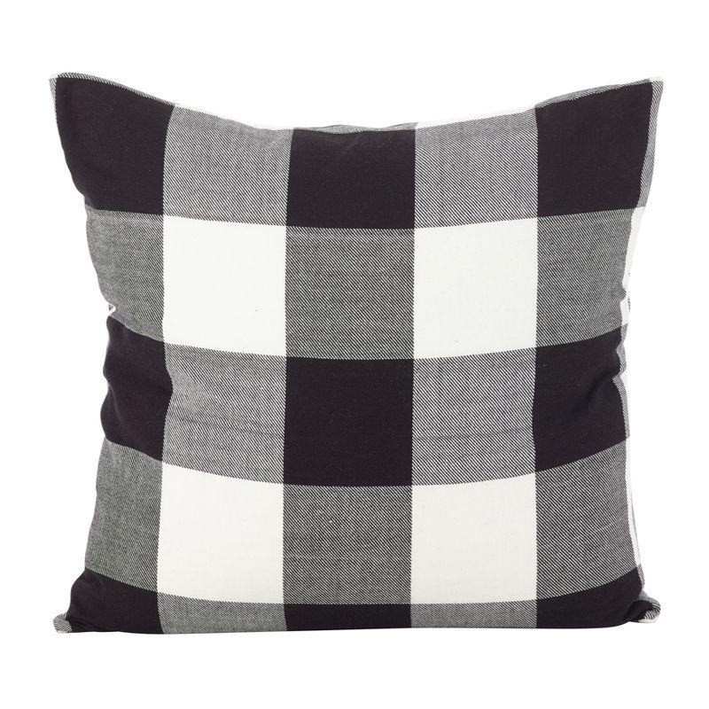 Saro Birmingham Collection Plaid Cotton Reversible Throw Pillow