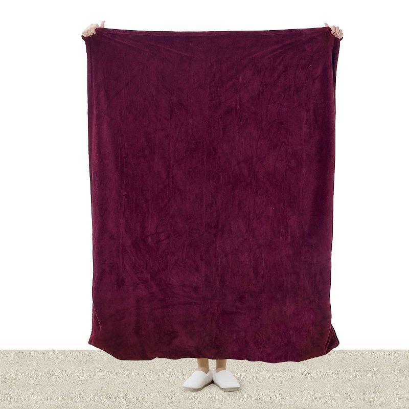 Bordeaux Ultralush Queen Heated Throw with Foot Pocket