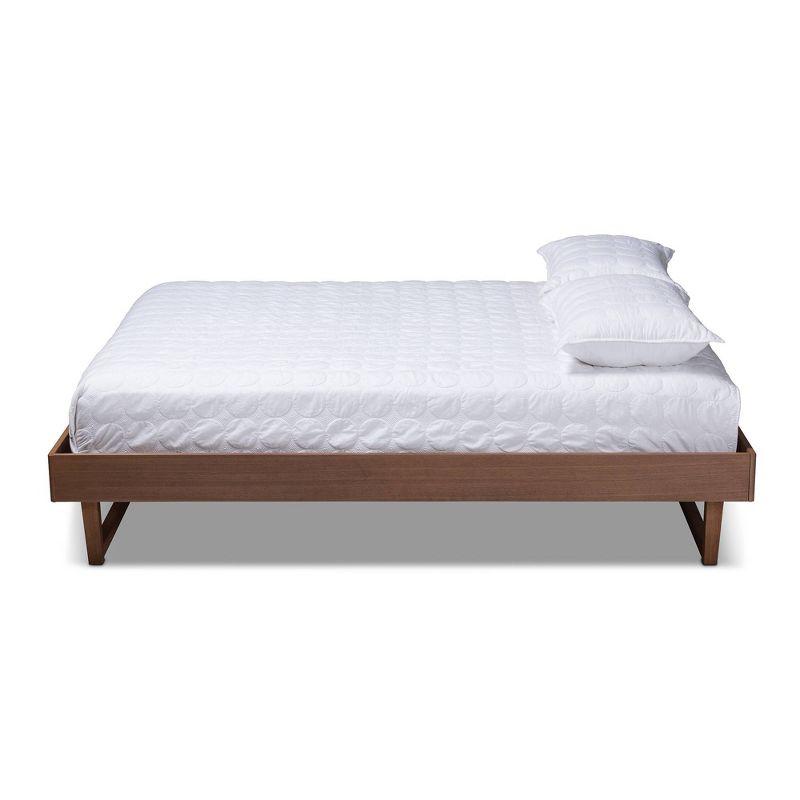 Baxton Studio King Liliya Wood Platform Bed Frame Brown: Rubberwood Construction, No Box Spring Needed, King Size
