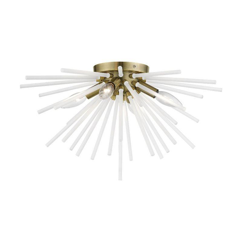 Livex Lighting Uptown 4 - Light Flush Mount in  Antique Brass
