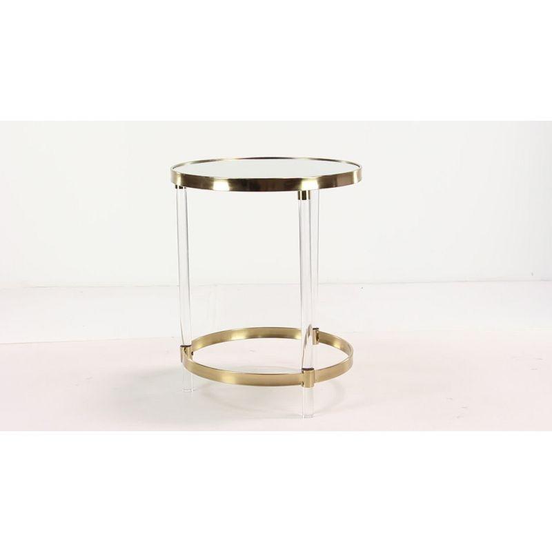 Elegant Gold Round Acrylic Accent Table with Mirrored Top