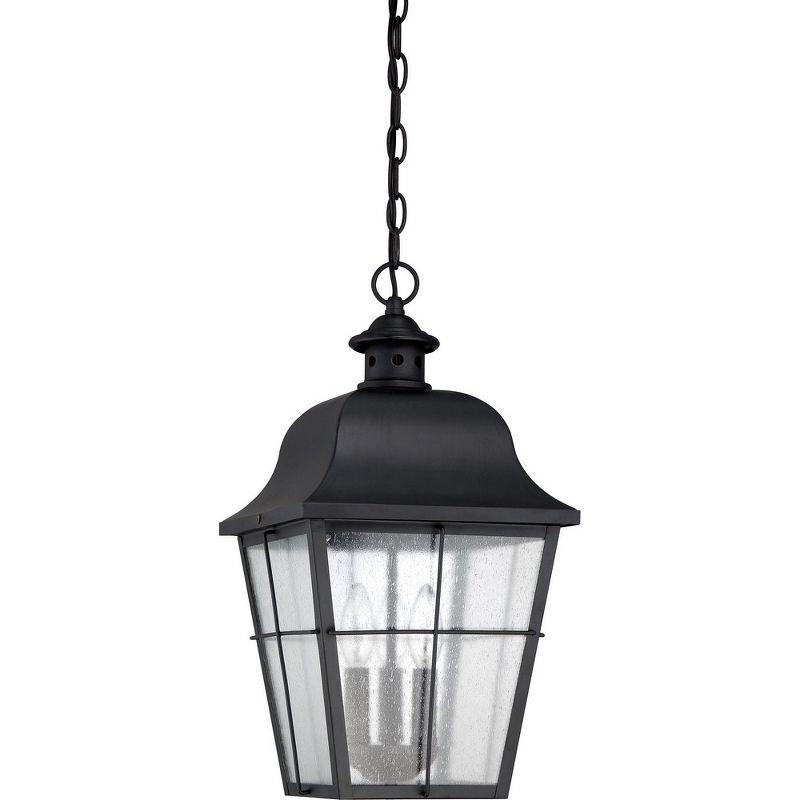 Mystic Black Outdoor Pendant Light with Clear Seedy Glass