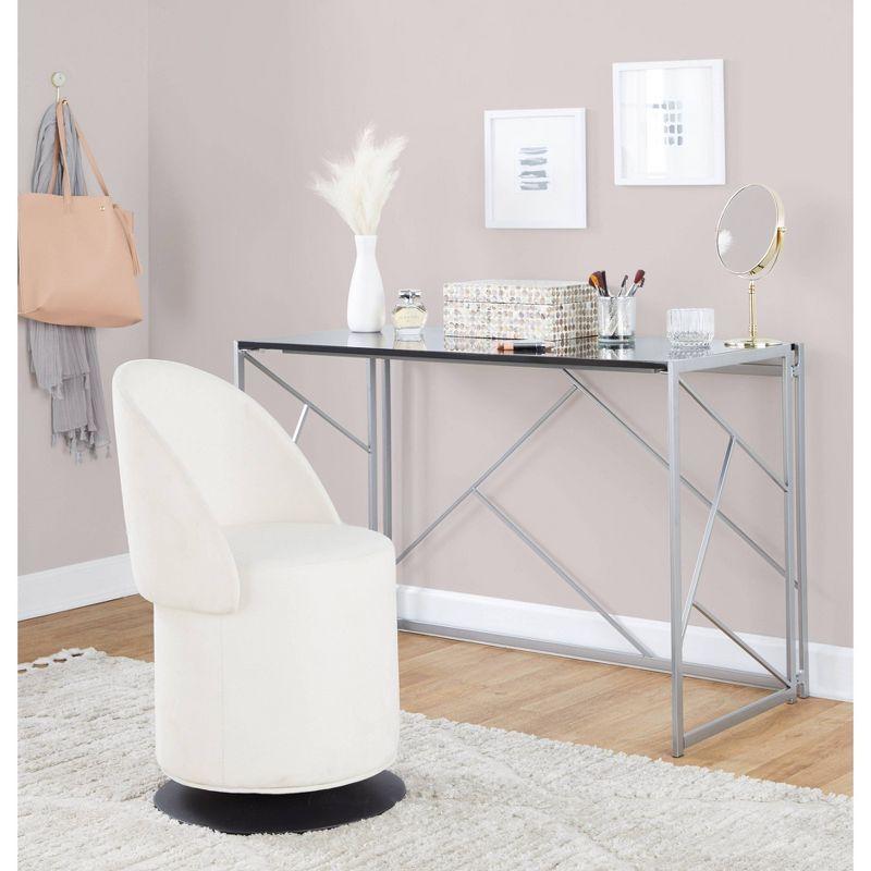 Finch Swivel Accent Chair Black/Cream - LumiSource: Adjustable Backrest, Metal Frame, Polyester Upholstery
