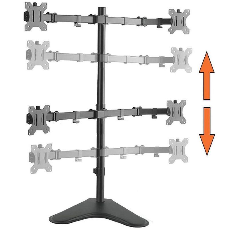Quadruple Monitor Mount  Freestanding Monitor Arm with 4 Adjustable VESA Mounts  Black  Stand Steady