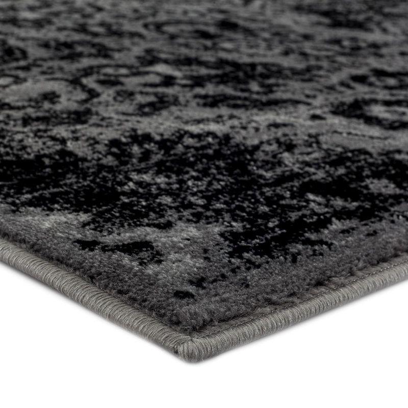 Elegant Gray 5' x 7' Distressed Oriental Synthetic Area Rug