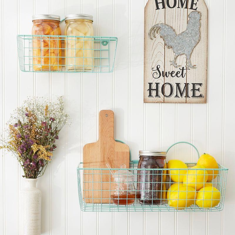 Asst Aqua Wire Wall Basket Set/2