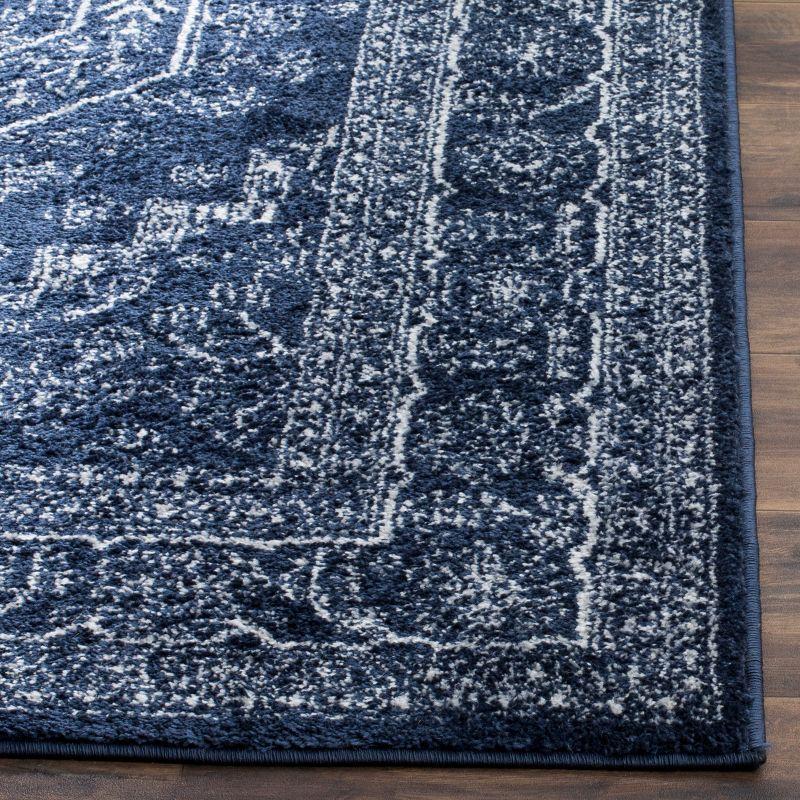 Chic Navy/Ivory Synthetic 2'6" x 16' Hand-Knotted Runner Rug