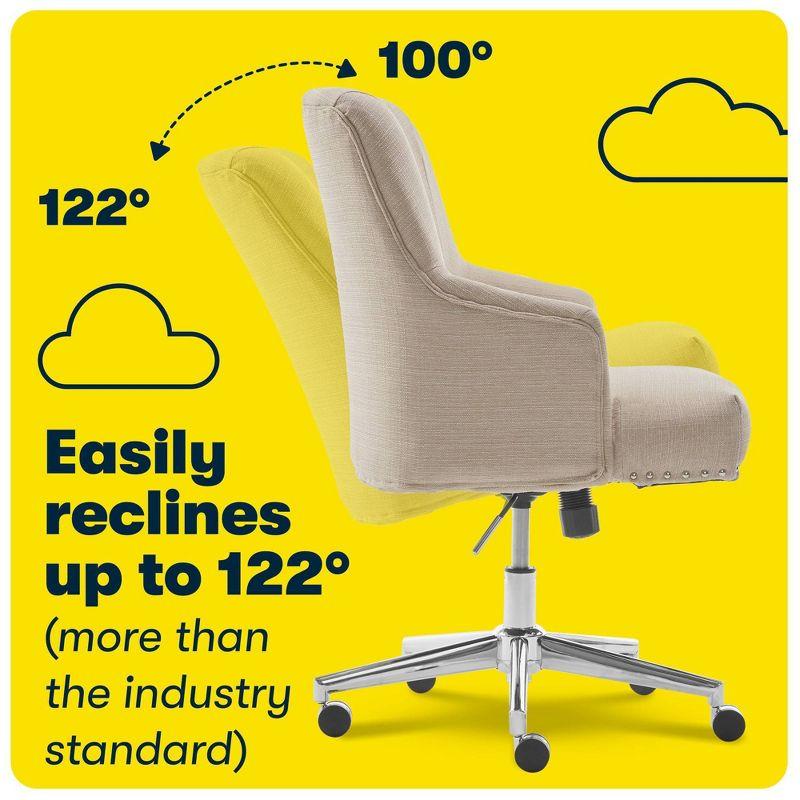 Serta Serta Leighton Mid-Back Office Chair with Chrome Nailheads, Memory Foam Cushion, Padded Armrests