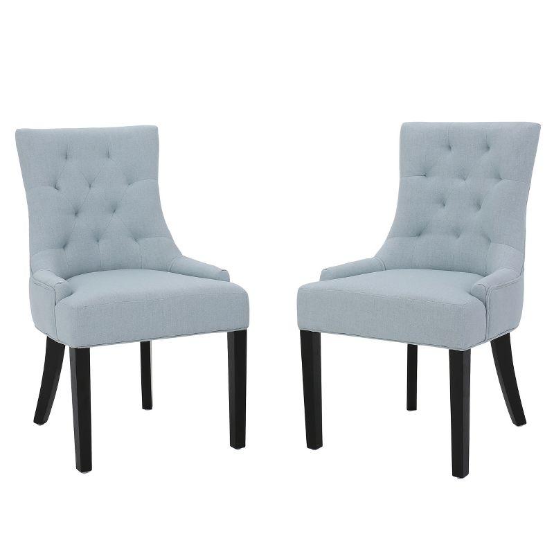 Christopher Knight Home Maggie Contemporary Tufted Armless Dining Chairs (Set of 2), Light Sky/Fabric