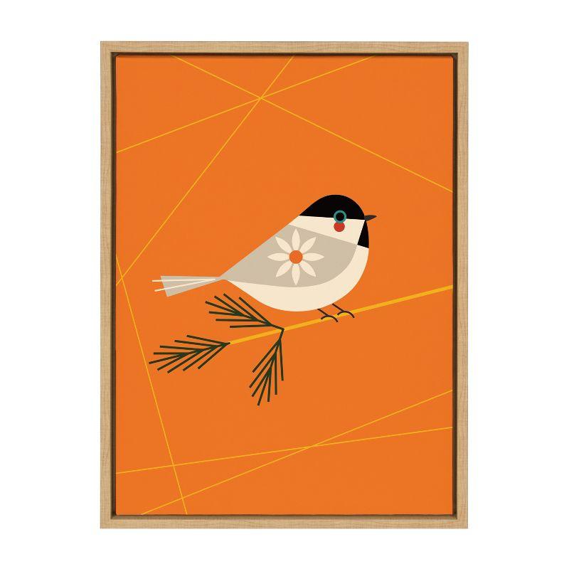 Kate & Laurel All Things Decor 18"x24" Sylvie Black-Capped Chickadee Art by Amber Leaders: Mid-Century Modern, Framed, Vertical