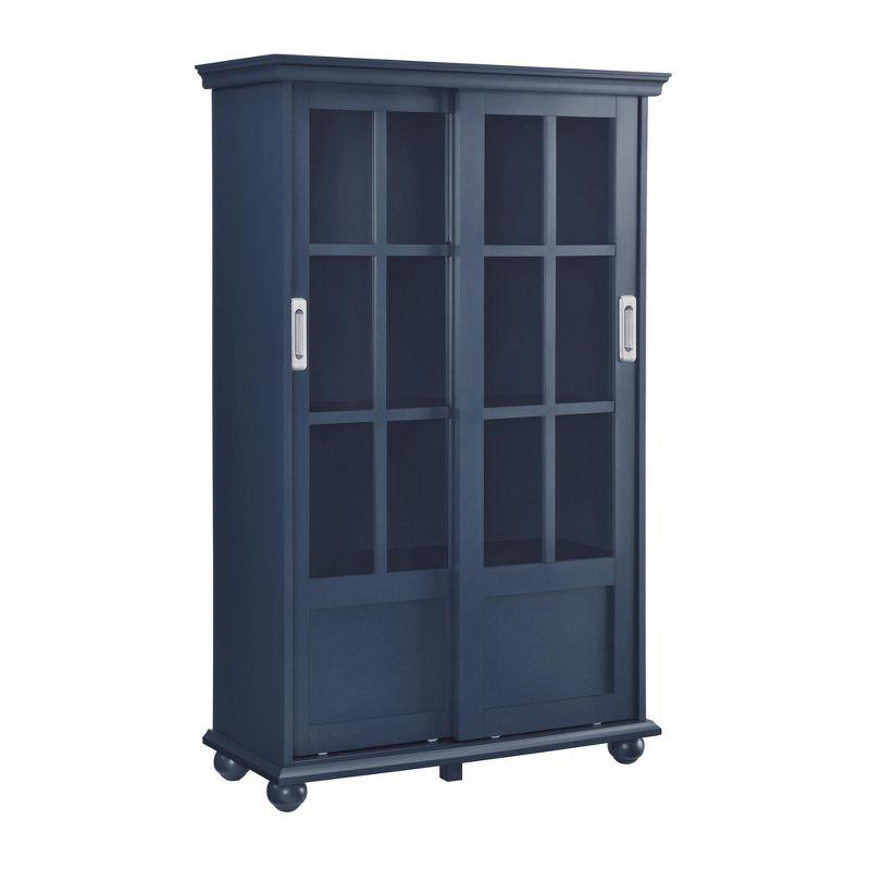 Ameriwood Home Aaron Lane Bookcase with Sliding Glass Doors, Blue