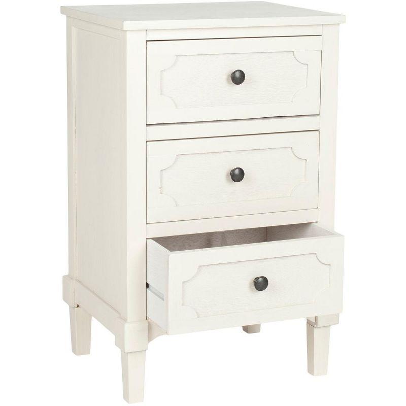 Rosaleen White Transitional 3-Drawer Pine Wood Side Chest