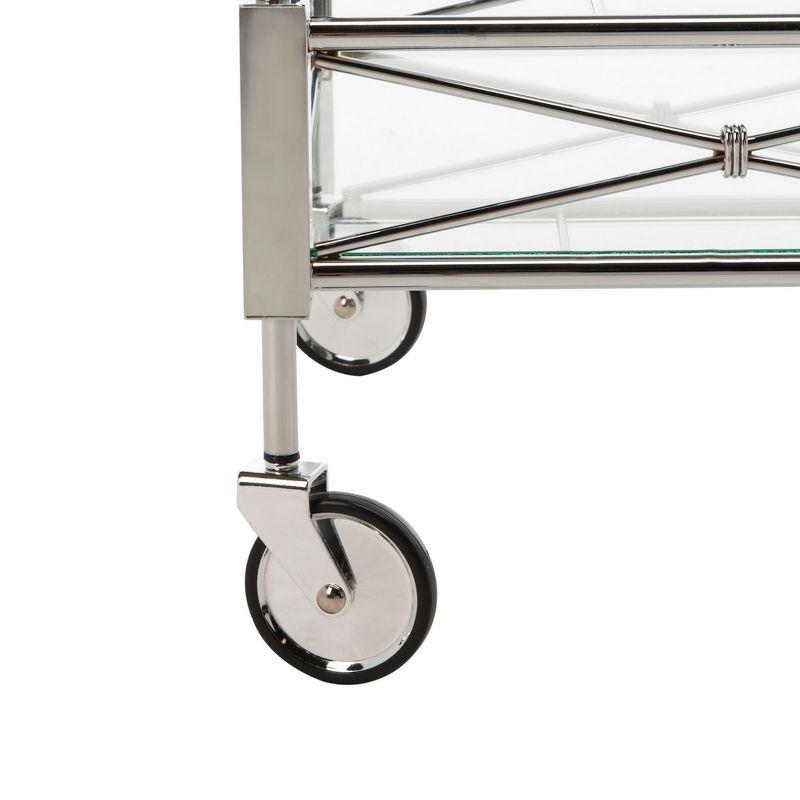 Ingrid 2 Tier Bar Cart - Chrome/Tempered Glass - Safavieh