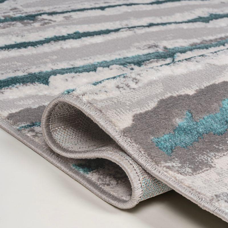 2'x10' Batten Modern Stripe Runner Rug, Gray/Turquoise - JONATHAN Y