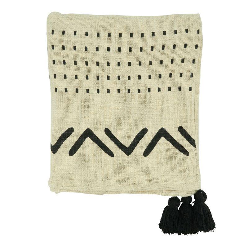 Black and White 100% Cotton Tufted Throw Blanket