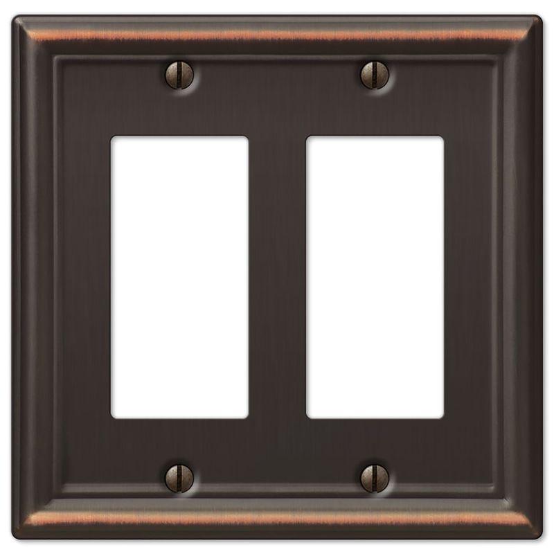 Amerelle Aged Bronze 2-Gang Stamped Steel Decorator Wall Plate