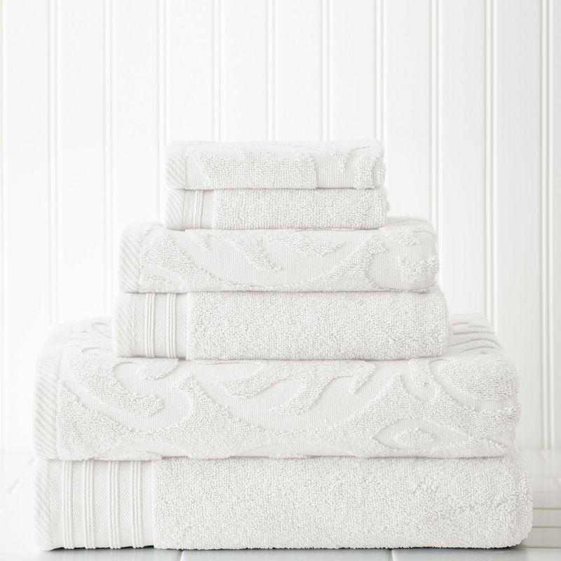 Modern Threads Modern Threads Jacquard 6-Piece, 2 Bath Towels, 2 Hand Towels, 2 Washcloths, Solid Ultra Soft 550GSM 100% Combed Cotton Towel Set