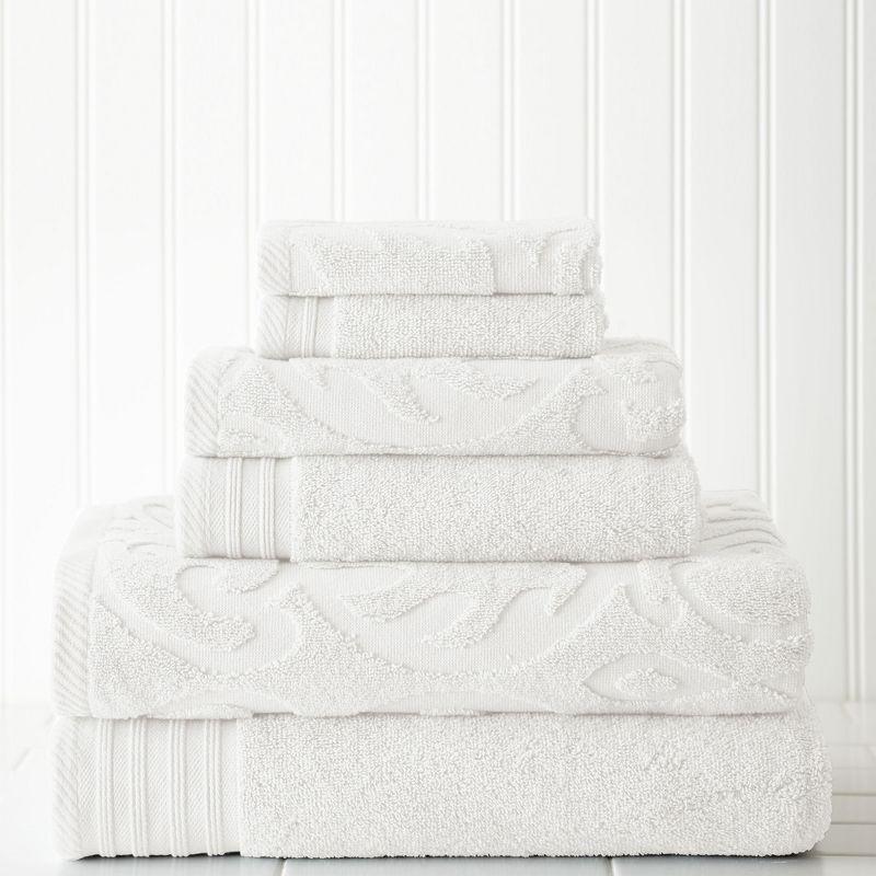 Modern Threads 6 Piece Jacquard Medallion Swirl Towel Set.