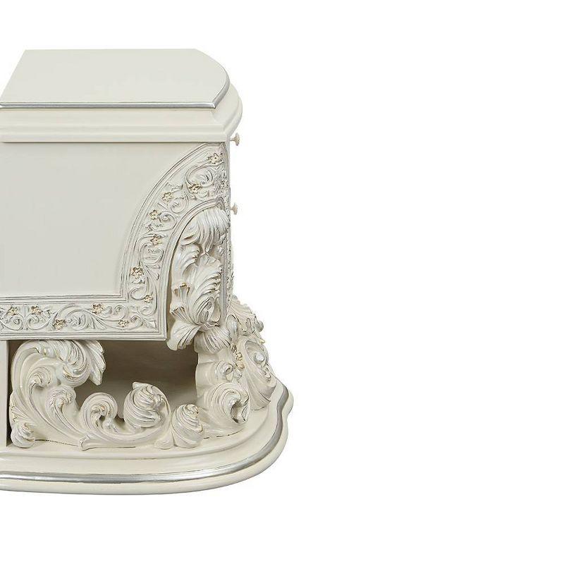 40" Adara Nightstand Antique White Finish - Acme Furniture: Rococo Style, No Assembly Required