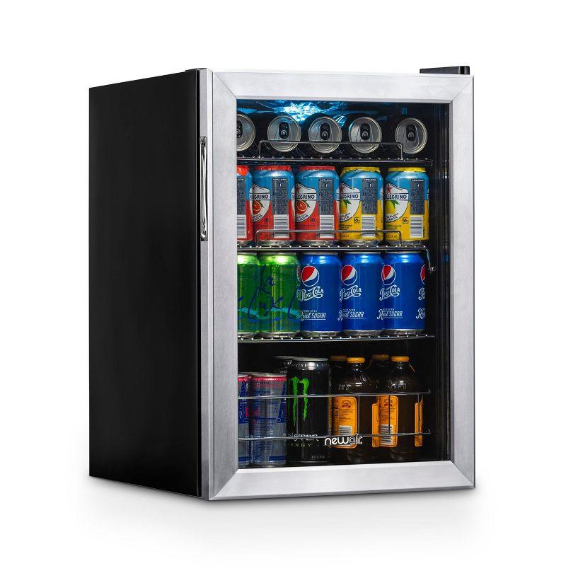 Newair 90 Can Freestanding Beverage Fridge in Stainless Steel, Compact with Adjustable Shelves