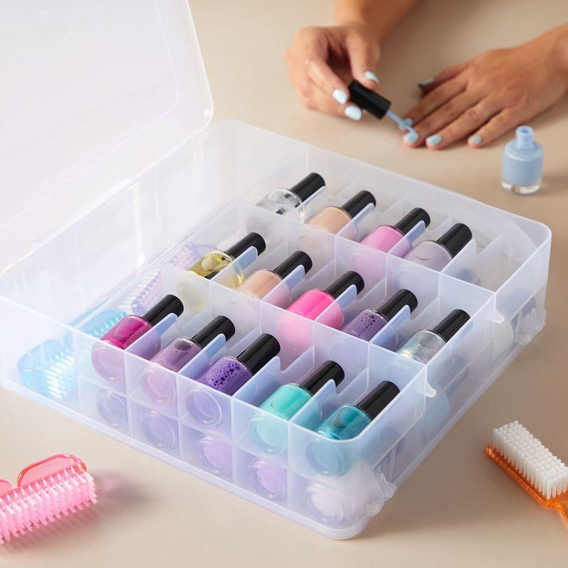 Glamlily Clear Nail Polish Organizer Case, Storage Holder for 30 Bottles and Tools (11.8 x 11.2 x 3.15 In)