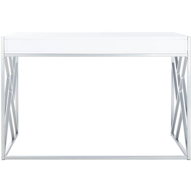 Elaine 1 Drawer Desk - White/Silver - Safavieh