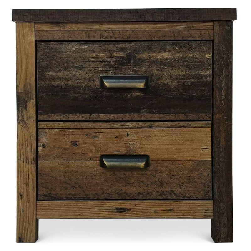 Vintage Oak 2-Drawer Rustic Nightstand