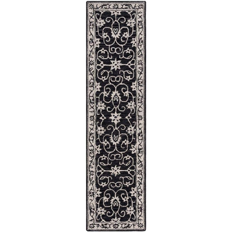 Jardin JAR601 Hand Tufted Runner Rug - Black/Ivory - 2'3"x9' - Safavieh