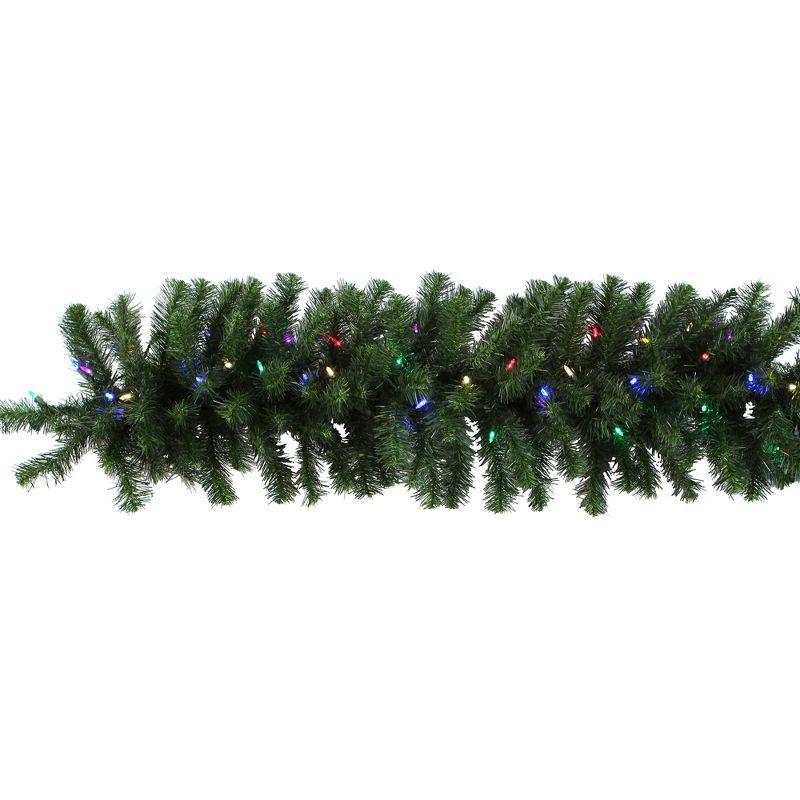 9' Green Douglas Fir Garland with Multi-Colored LED Lights