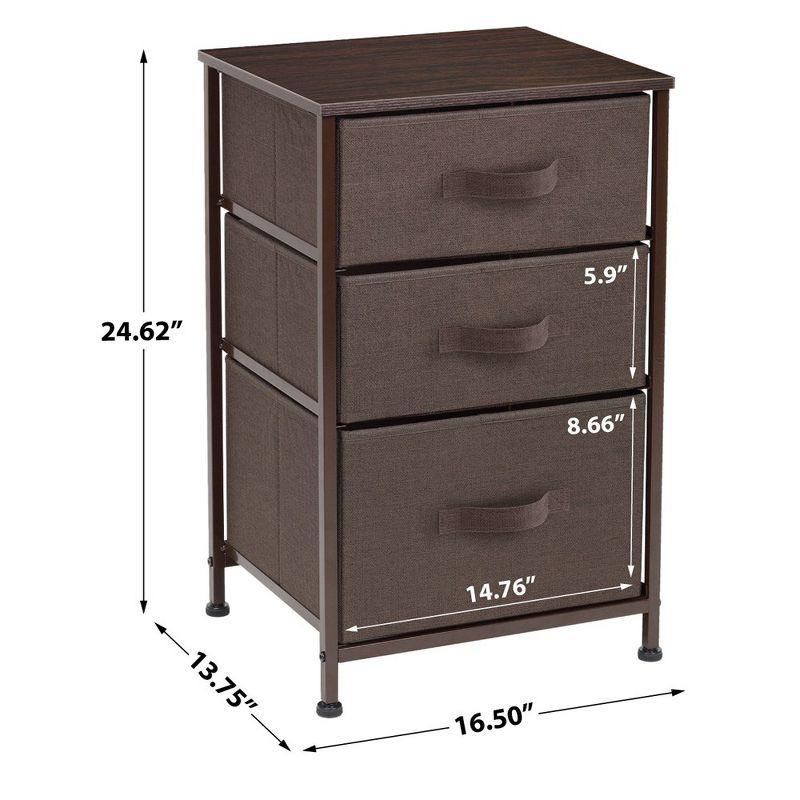 Sorbus Brown 3-Drawer Compact Nightstand with Steel Frame and Wood Top