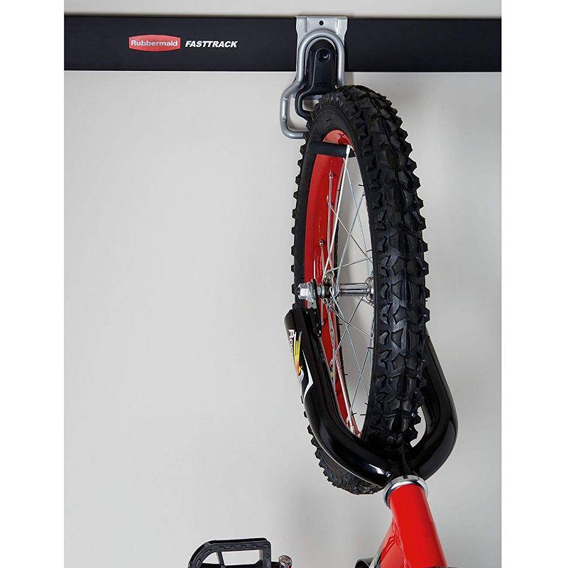 Rubbermaid Heavy Duty Universal Vertical FastTrack Hanging Wall Mount Bike Hook Garage Storage Organizer