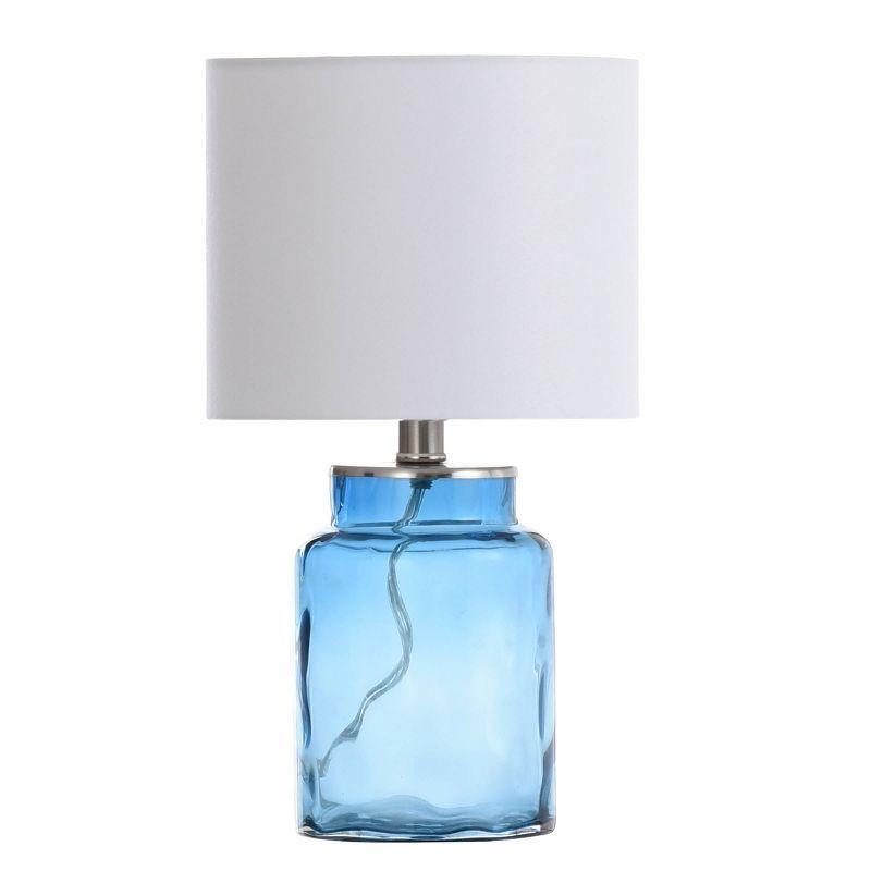 Ashburn 15'' Blue Glass Transitional Table Lamp with White Shade