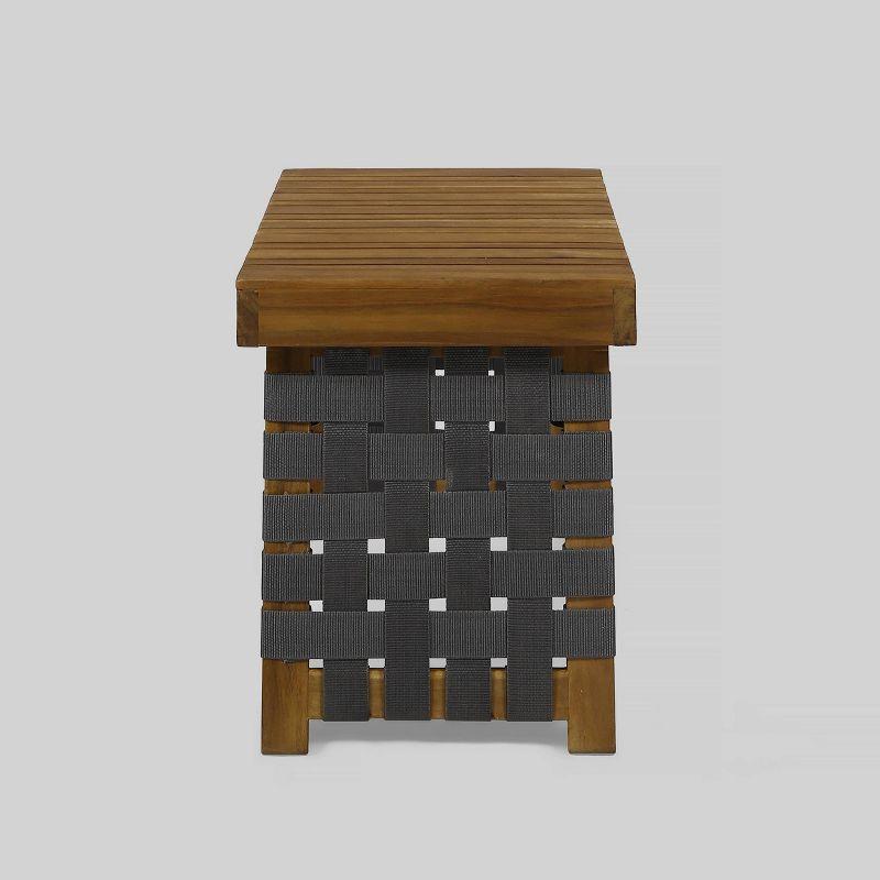 Huntsville Acacia Wood Foldable Side Table - Brown Patina/Gray - Christopher Knight Home: Water-Resistant, No Assembly Required