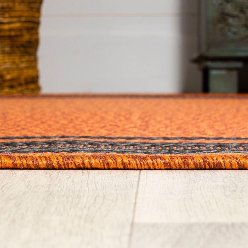 3' x 5' James Modern Border Stripe Indoor/Outdoor Area Rug, Orange/Dark Gray - JONATHAN Y